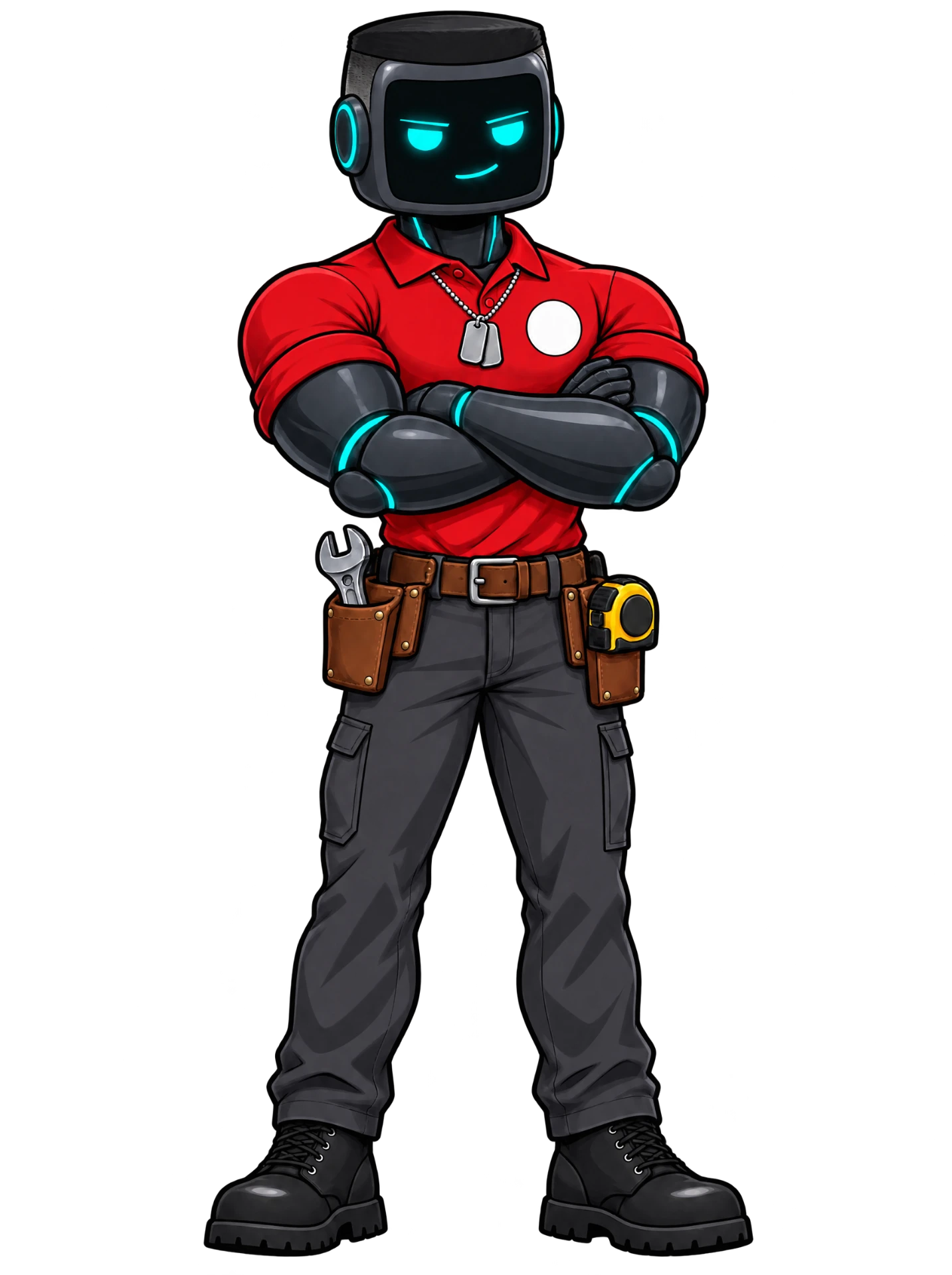 Gunny, the Next Tier Contractor mascot, a confident robot service tech.
